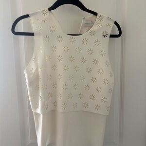 Amanda Uprichard Cream Floral Cutout Blouse